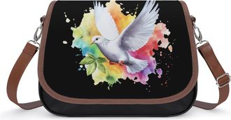 Generic Dove Peace Symbol Watercolor Womens Crossbody Bag Fashion Shoulder Handbags Message Tote Bag with Adjustable Strap