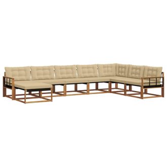 vidaXL Conjunto De Sof&aacute;s De Exterior Con Coj&iacute;n 8 Pcs Natural Y Beige Vidaxl
