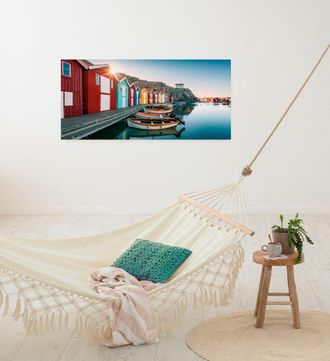 Komar Leinwandbild »Malerische Smögen - Grösse 90 x 40 cm« Baum Berge Blätter Foto Jahreszeiten Landschaft Meer Natur Palmen Strand Packung, 1 Stk. tlg. Kei