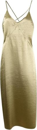 Dsquared2 Groene satijnen lange jurk met gekruiste rugbandjes - Dames - Casual kleedjes - Groen - M - Satijn - Kleedjes
