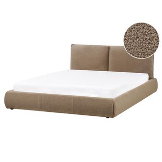 Beliani Cama Moderna Tapizada En Boucl&eacute; 160 X 200 Cm De Somier Marr&oacute;n Vinay