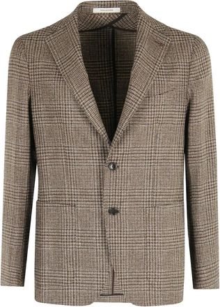 Tagliatore Geruit jacket - Bruin