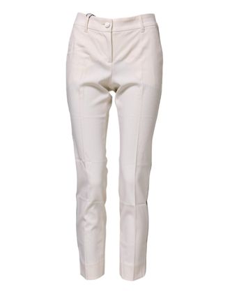 Dolce & Gabbana Womens White Wool Tapered High Waist Pants Virgin Elastane