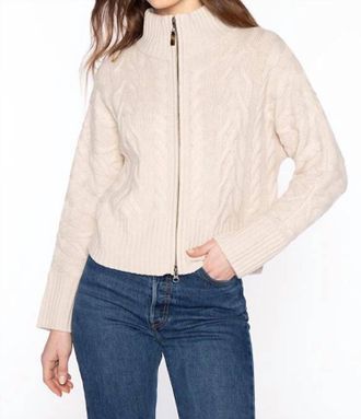 Kinross Cashmere Cable Zip Cardigan In Cvs