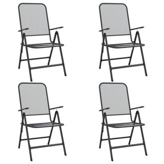 Berkfield Home Beautiful 5 Piece Garden Dining Set Anthracite Metal Mesh in Black