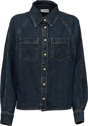 Ganni Denim Shirt - Dames - Spijkeroverhemden - Blauw - S - Denim - Overhemden