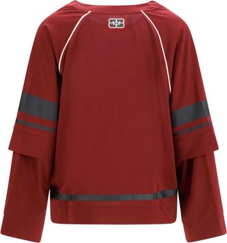 Ganni Womens Cocora Double-Layer Long-Sleeve T-Shirt Port Royale Polyester T-Shirts And Polos