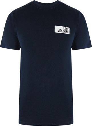 Moschino Ik Ben Dol Op Het Moschino Block Logo T-shirt In Marineblauw