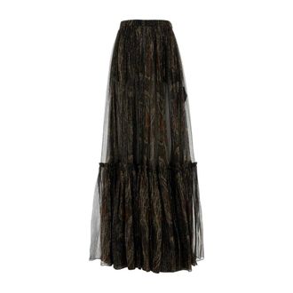 Saint Laurent Pleated Skirt - female - Saint Laurent - Maxi Skirts - Black - S - Skirts
