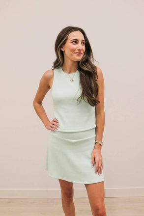 Skies Are Blue Clothing Soft Modal Athleisure Mini Skorts In Ice Mint