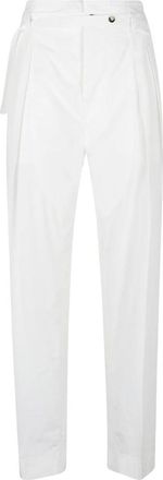Bottega Veneta Compact Katoenen Broek - Dames - Straight fit broeken - Wit - 2XS - Katoen - Broeken