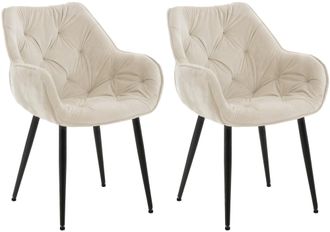 Clp Clp - Set De 2 Sillas De Comedor Tanna En Terciopelo Crema