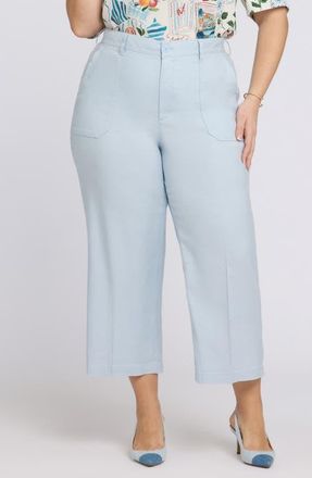 NYDJ Utility Wide Leg Capri Linen Blend Pants in Blue Clover at Nordstrom, Size 24W