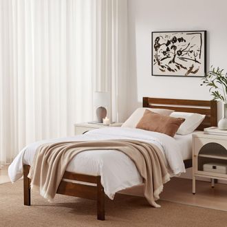 Furniturebox Declan Solid Pine Single Bed Frame in Walnut