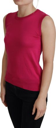 Dolce & Gabbana Womens Pink Silk Vest Pullover Crewneck Tank Top