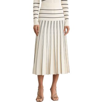 Reiss Alice Pleate Midi Skirt in Ivory/Black at Nordstrom, Size X-Large