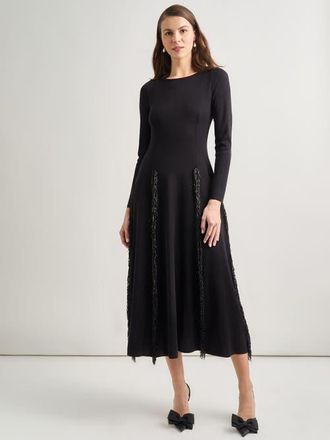 Misook Modern Fit-and-Flare Sequin Princess Seam Knit Maxi Dress in Black at Nordstrom, Size X-Small