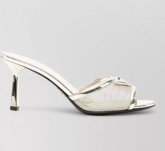 Prada leather mesh heeled mule open toe