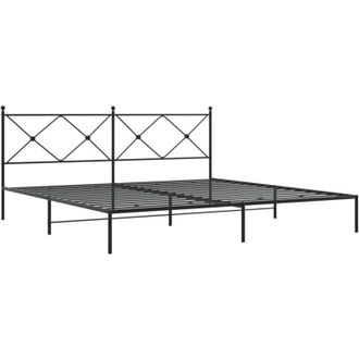 vidaXL Vidaxl - Estructura Cama Sin Colch&oacute;n Con Cabecero Metal Negro 200x200 Cm