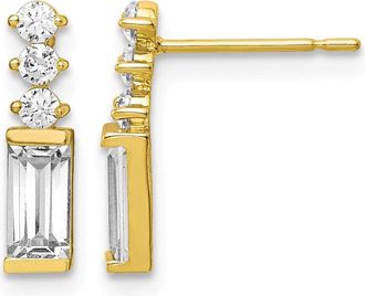 Diamond2Deal 10K Yellow Gold Polished Cubic Zirconia Fancy Stud Earrings
