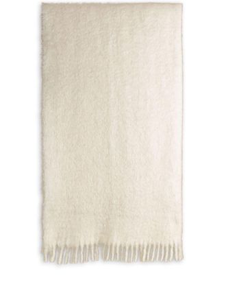 Lyria Infinit&agrave; fringed mohair throw - unisex - Mohair/Polyamide/Wool - OS - White