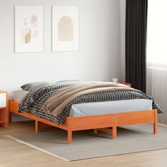 Berkfield Home Beautiful Bed Frame Frame Wax Brown 150x200 cm King Size Solid Wo