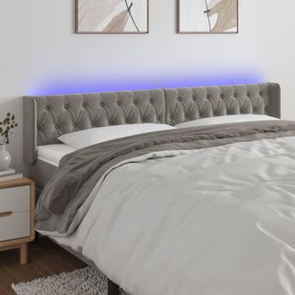 vidaXL Cabecero Con Led De Terciopelo Gris Claro 183x16x78/88 Cm Vidaxl