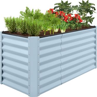 Best Choice Products 4x2x2ft Outdoor Metal Raised Garden Bed, Planter Box for Vegetables, Flowers, Herbs