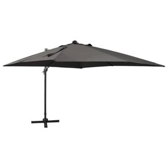 Berkfield Home Cantilever Umbrella with Pole & LED Lights Anthracite 300 cm in Black