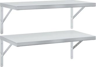 vidaXL Vidaxl - Estantes De Pared 2 Uds Acero Inoxidable Plateado 75x40 Cm