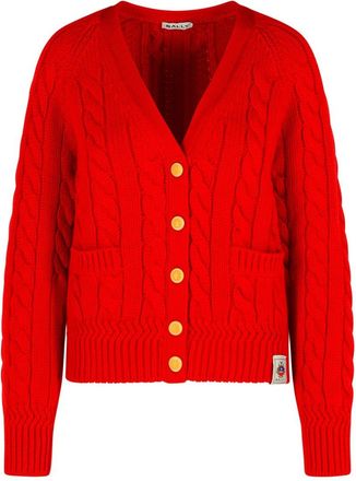 Bally Red Extrafine Merino Wool Cardigan