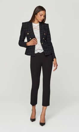 Generation Love Elsa Windowpane Tweed Blazer in Black/white at Nordstrom, Size X-Small