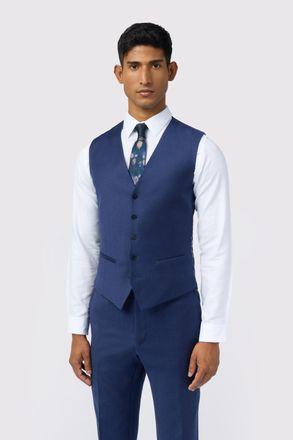 Ted Baker Mens Keats Flannel Slim Fit Waistcoat - Blue Wool - Size 44 Regular