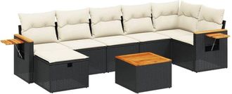 vidaXL Set De Sof&aacute;s De Jard&iacute;n 8 Piezas Y Cojines Rat&aacute;n Sint&eacute;tico Negro Vidaxl