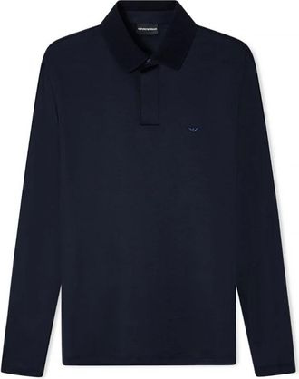 Emporio Armani Long Sleeve Logo Polo Shirt - Heren - Polos - Blauw - 2XL - Katoen - Tops