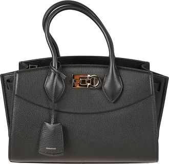 Ferragamo Studio Soft Leather Tote - Dames - Handtassen - Zwart - ONE Size - Leer - Tassen