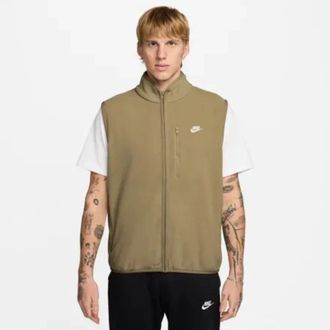 Nike Sportswear Club Winterized Vest Men Beige Fleece Loose Fit Full Zip JAX1766