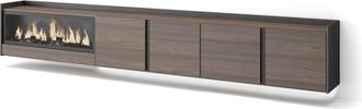 Skraut Home Skraut Home - Mueble Tv, Televisi&oacute;n, Muebles De Sal&oacute;n, Almacenaje, 315x35x50cm, Para Tv Hasta 80, Chimenea El&eacute;ctrica Xxl, Colgado, Suspendido, Led, Es