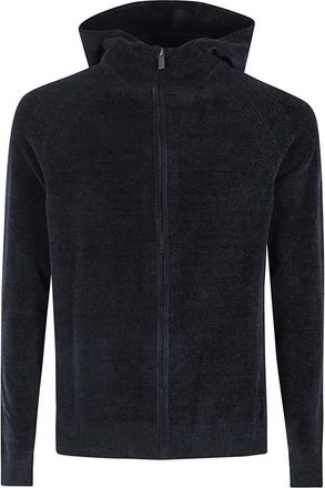 Roberto Ricci Design Velvet Zip Knit Hoodie - Heren - Vesten met rits - Blauw - S - Katoen - Hoodies & sweatvesten