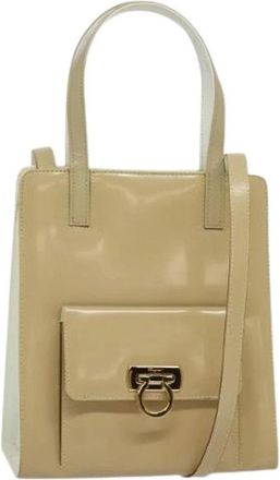 Ferragamo Tweedehands leren handtassen - Dames - Vintage Schoudertas - Beige - ONE Size - Vintage