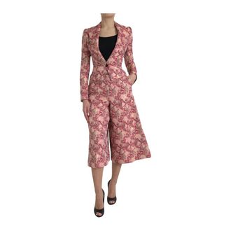 Dolce & Gabbana Jassen, Dames, Roze, S, Tweed, Bloemen Culotte Pak