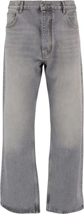 Off-white Light Gray Washed Cotton Denim Jeans