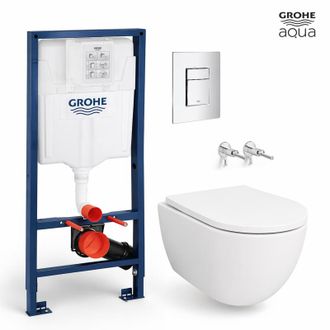 GROHE Pack Bastidor Grohe Cisterna Empotrada Y Pulsador Cromo Br + Wc Suspendido Swiss 53 Cm Tornado Y Soft-close