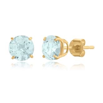 MAX + STONE 10k Yellow or White Gold 6mm Round Checkerboard Cut Gemstone Stud Earrings