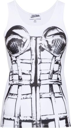 Jean Paul Gaultier trompe loeil print top - women - Elastane/Polyester - S - White