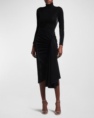 Giorgio Armani Draped Iridescent Jersey Midi Dress