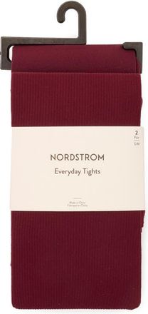 Nordstrom Assorted 2-Pack Sheer Rib & Opaque Tights in Burgundy Tannin at Nordstrom, Size Large/x-Large