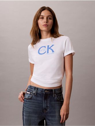 Calvin Klein Jeans Calvin Klein Womens NYC Monogram Graphic Classic T-Shirt - Open White - XL