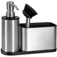 OEM Organizador De Fregadero Plateado De 20 X 18 X 6,5 Cm Con Dispensador De Jab&oacute;n Integrado Y Soporte Para Esponja (bomba Y Boquilla Dosificadora) - Crez