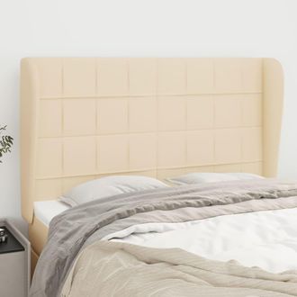 vidaXL Vidaxl - Cabecero Con Orejas De Tela Color Crema 147x23x118/128 Cm